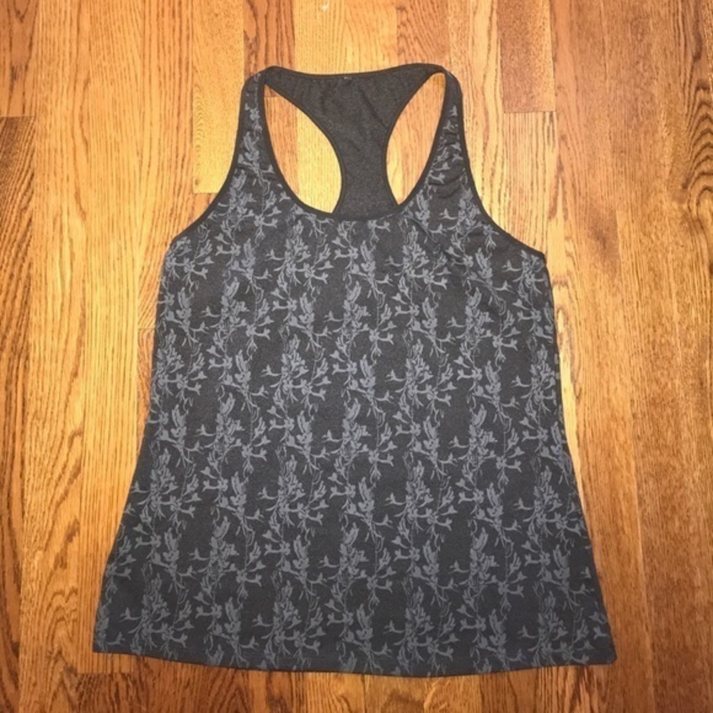 Fabletics Gray Stretch Floral racerback‎ tank top